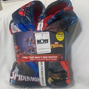 Marvel Spider-Man Plush Lined Big Hoodie - Red, Blue, Black